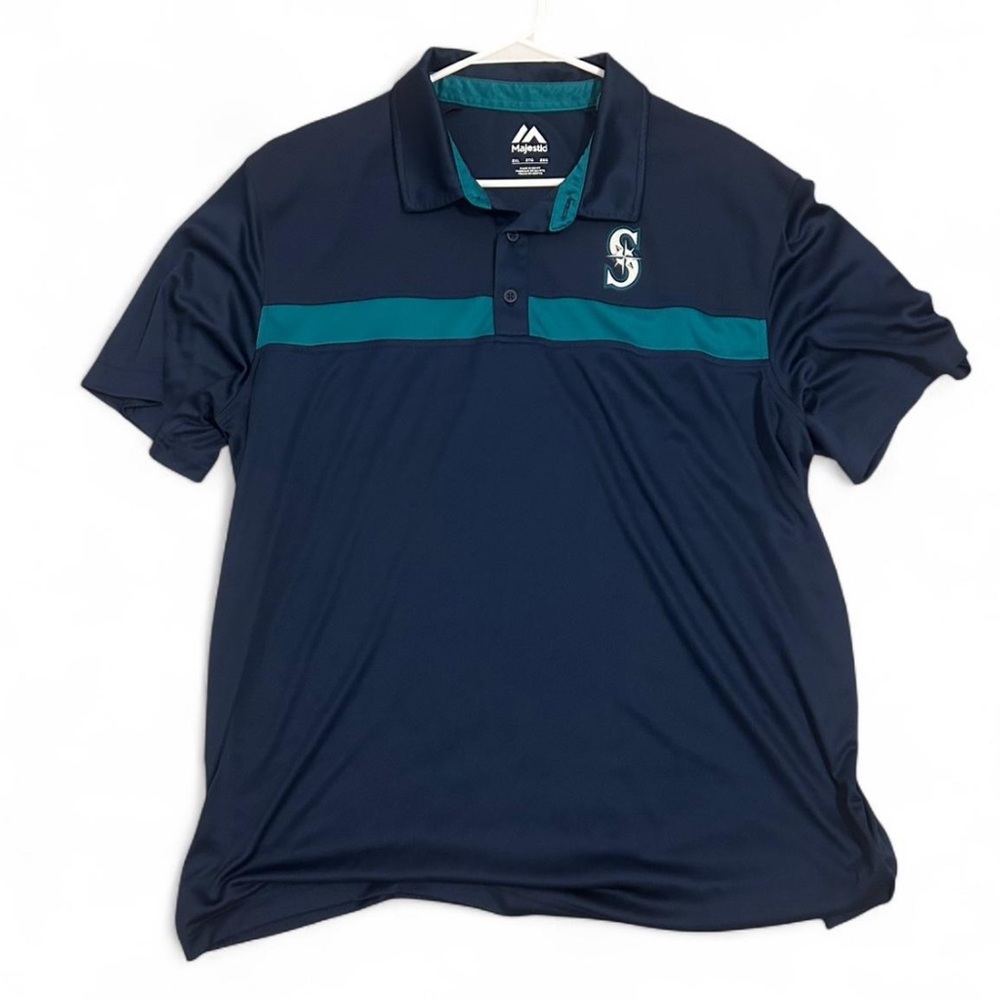 Majestic Dark Blue Polo with Teal Accents